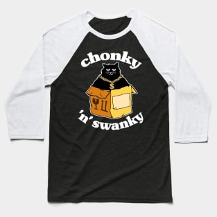 Funny Chonky ´n´ Swanky Black Cat In The Box Gift Baseball T-Shirt